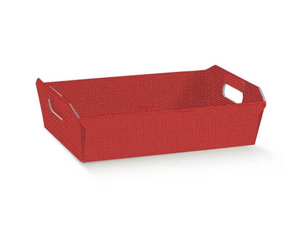 SCOTTON - CESTO INCOLLATO cm.35x26x7 LINO ROSSO