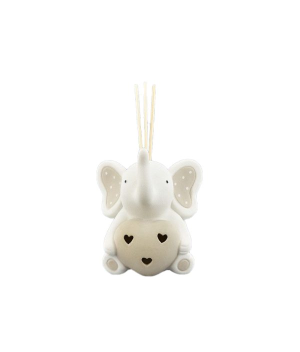 MELOGRANO - ELEFANTE PROFUMATORE LED TORTORA POIS C/CUORE