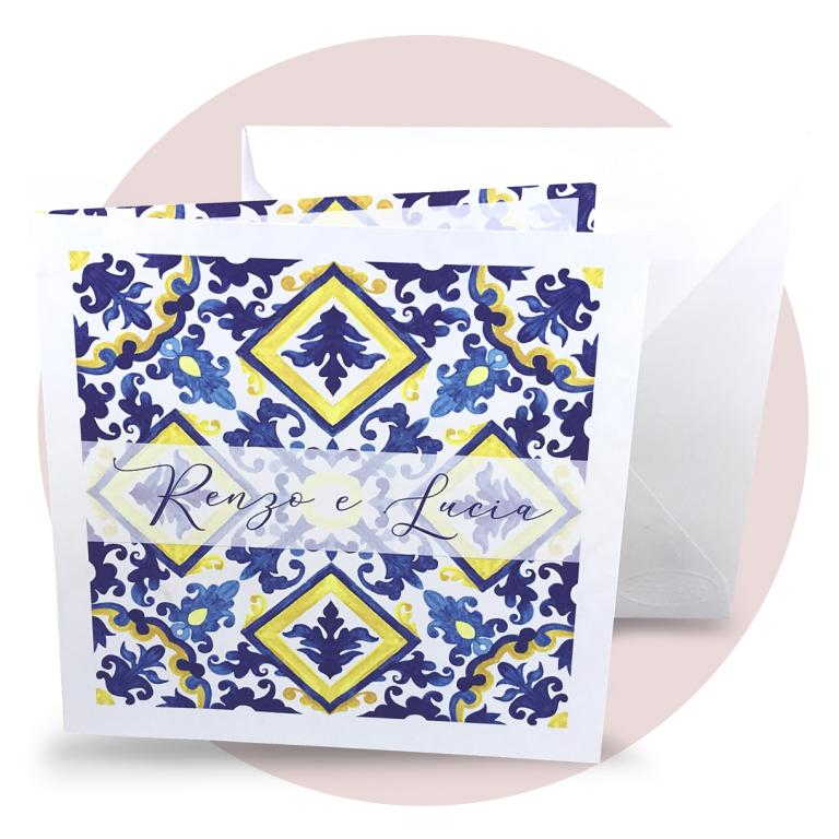 Partecipazione di nozze tema maioliche