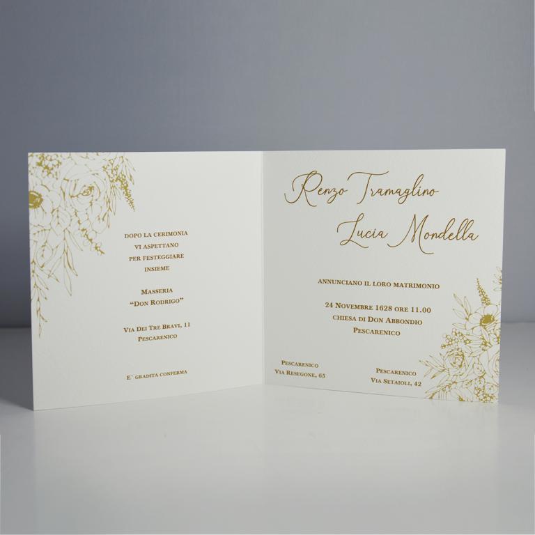 Partecipazione Matrimonio quadrata con stampa Fiori - immagine 2