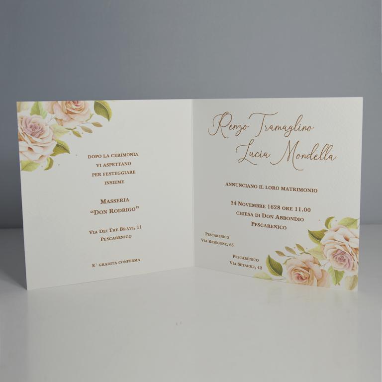 Partecipazione Matrimonio quadrata stile Romantico - immagine 2